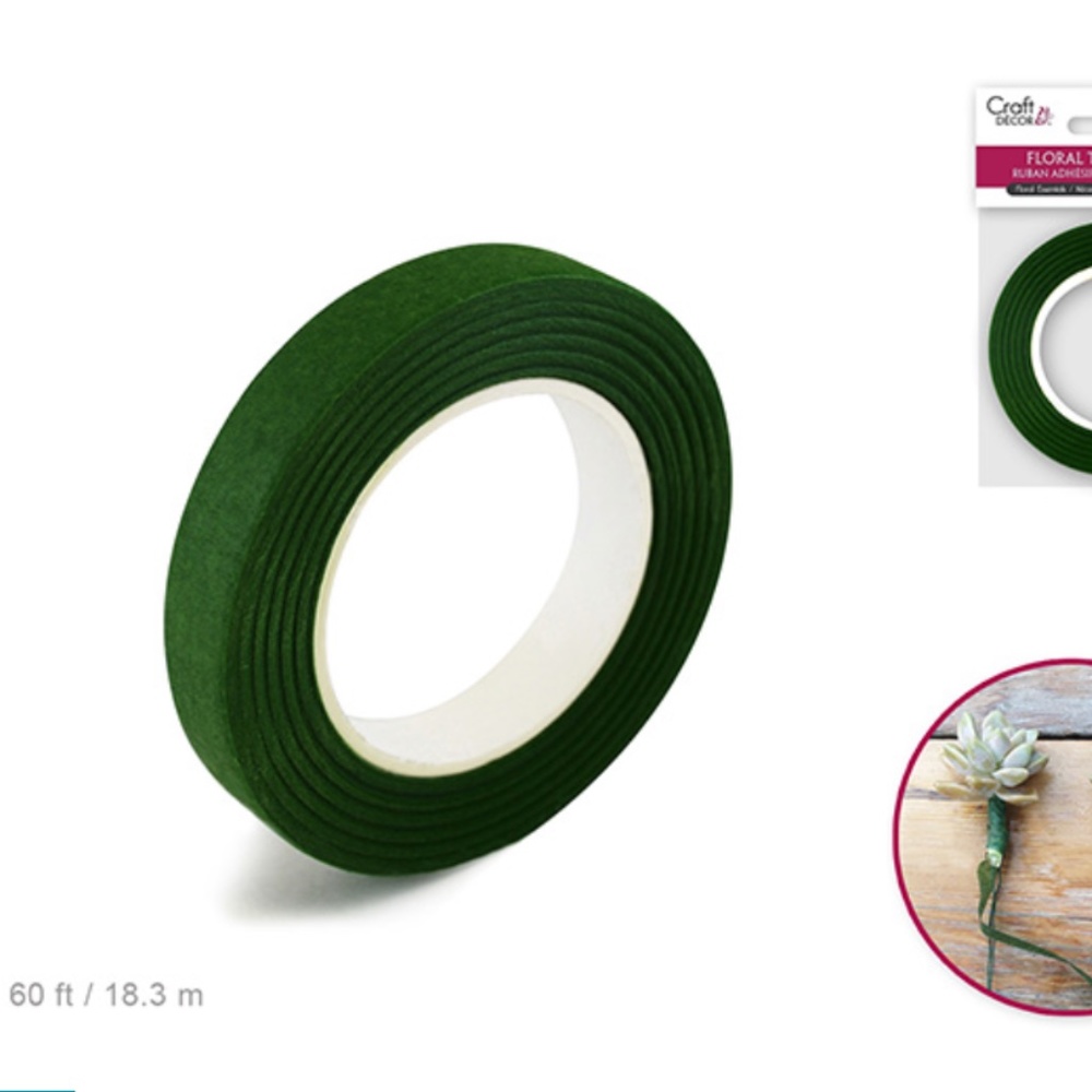 2/$12 Green Floral Tape Stem Wrap 0.5" x 60 ft